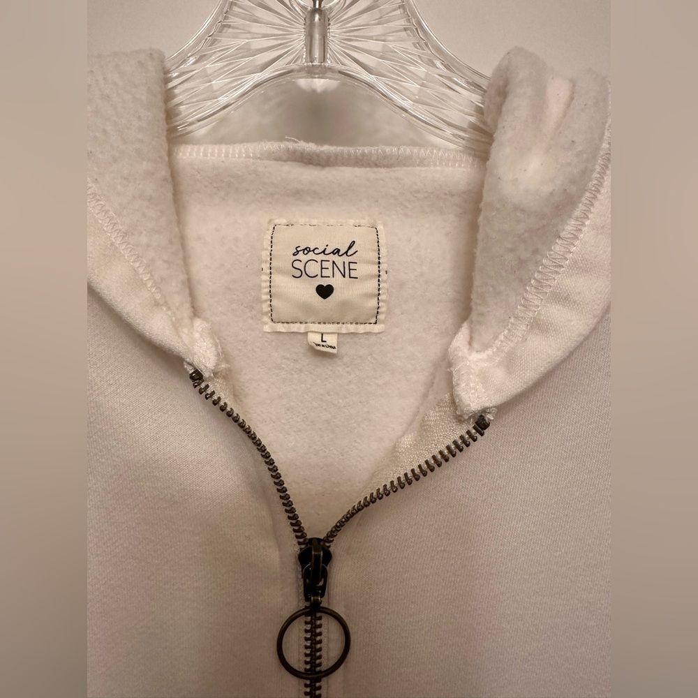 Women’s Eggshell Quarter-Zip Hoodie Sweatshirt Size Large - Picture 3 of 5